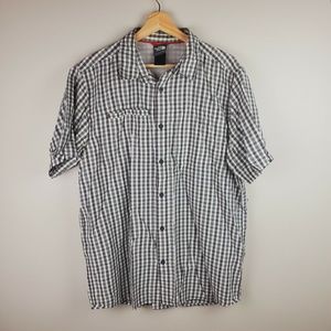 The North Face Men's Large Grey Plaid Short Sleeve Button Up Shirt